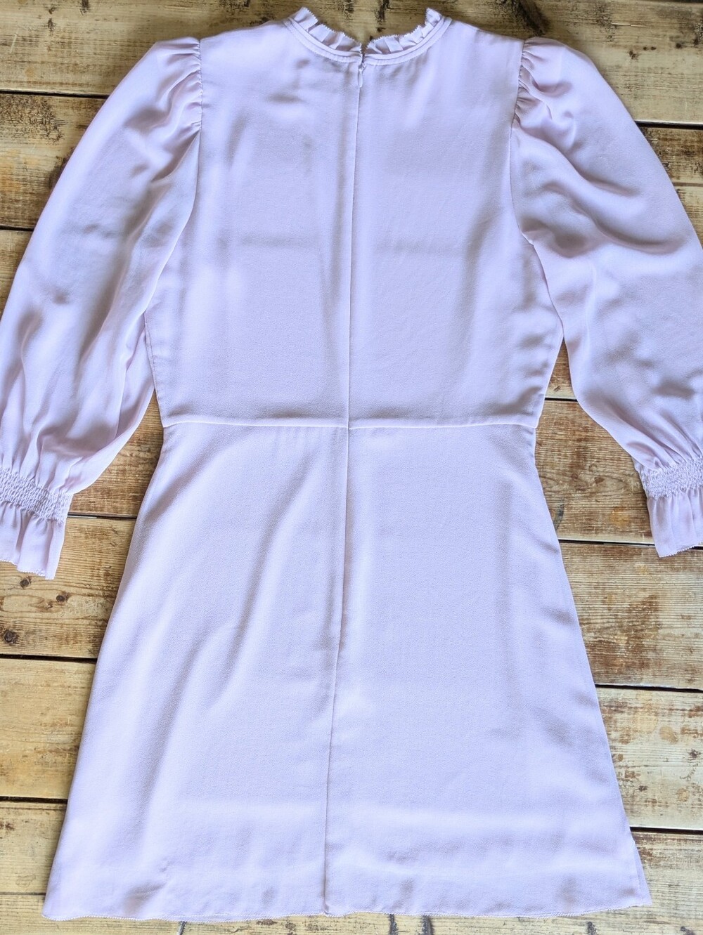 Aritzia Wilfred Swept Dress Size 8 Cloudy Lilac Chiffon Puff Sleeve Mini - Picture 7 of 13